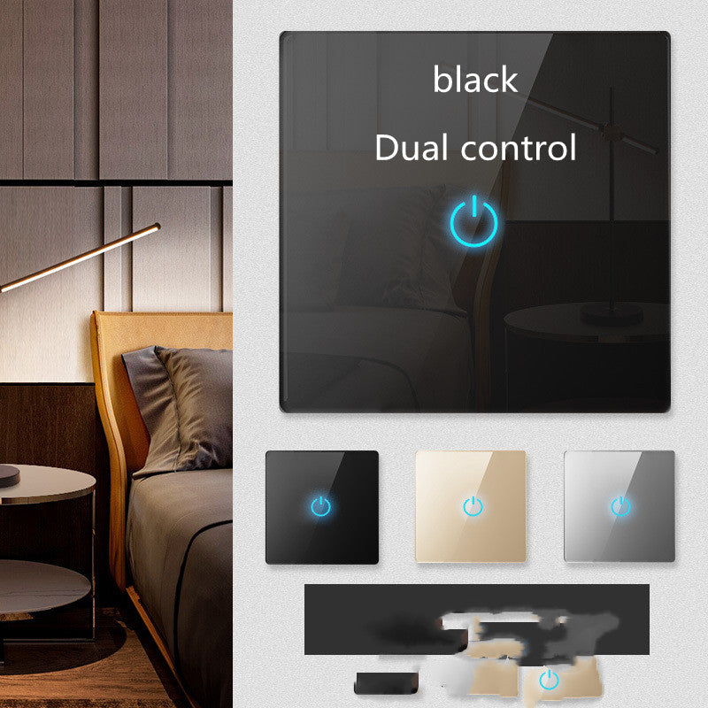 Color: 1Black, Style: Dual control - Wall touch screen sensor switch