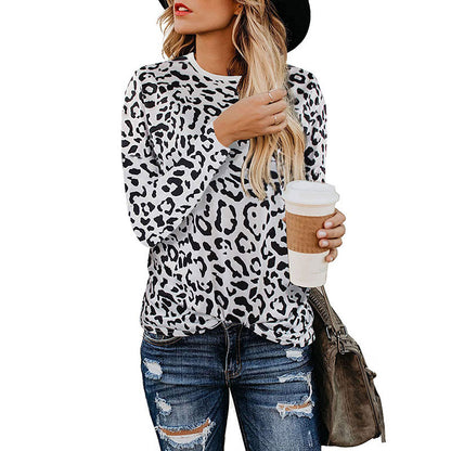 Color: White Leopard, Size: S - Leopard print Europe and America ladies casual tops