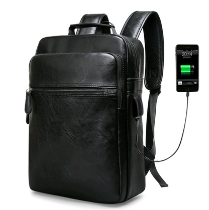 Men's backpack backpack student bag pu leather large capacity computer bag leisure travel pu backpack