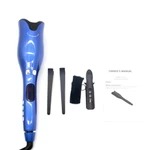 Color: Blue no box, Model: EU - Rose-shaped heating liquid crystal curler