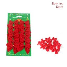 Color: Bow red - Christmas Decorationled Copper Wire String Lights Battery Box Christmas Decoration Ball