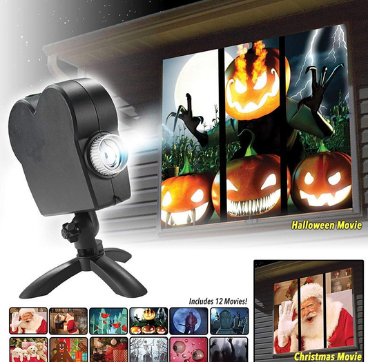 Color: Black 2PCS, Style: EU - Halloween Party Projector Lamp