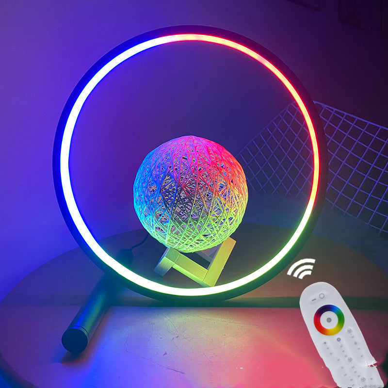 Color: Black, style: B-USB, Electrical outlet:  - Nodic Circle Light Usb Color Changing Led Cct Rgb Minimalist Table Lamp