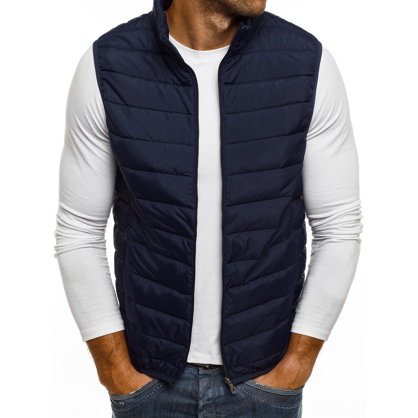 Color: Navy Blue, Size: S - Men's Casual Fashion Simple Loose Cotton Vest Vest Men