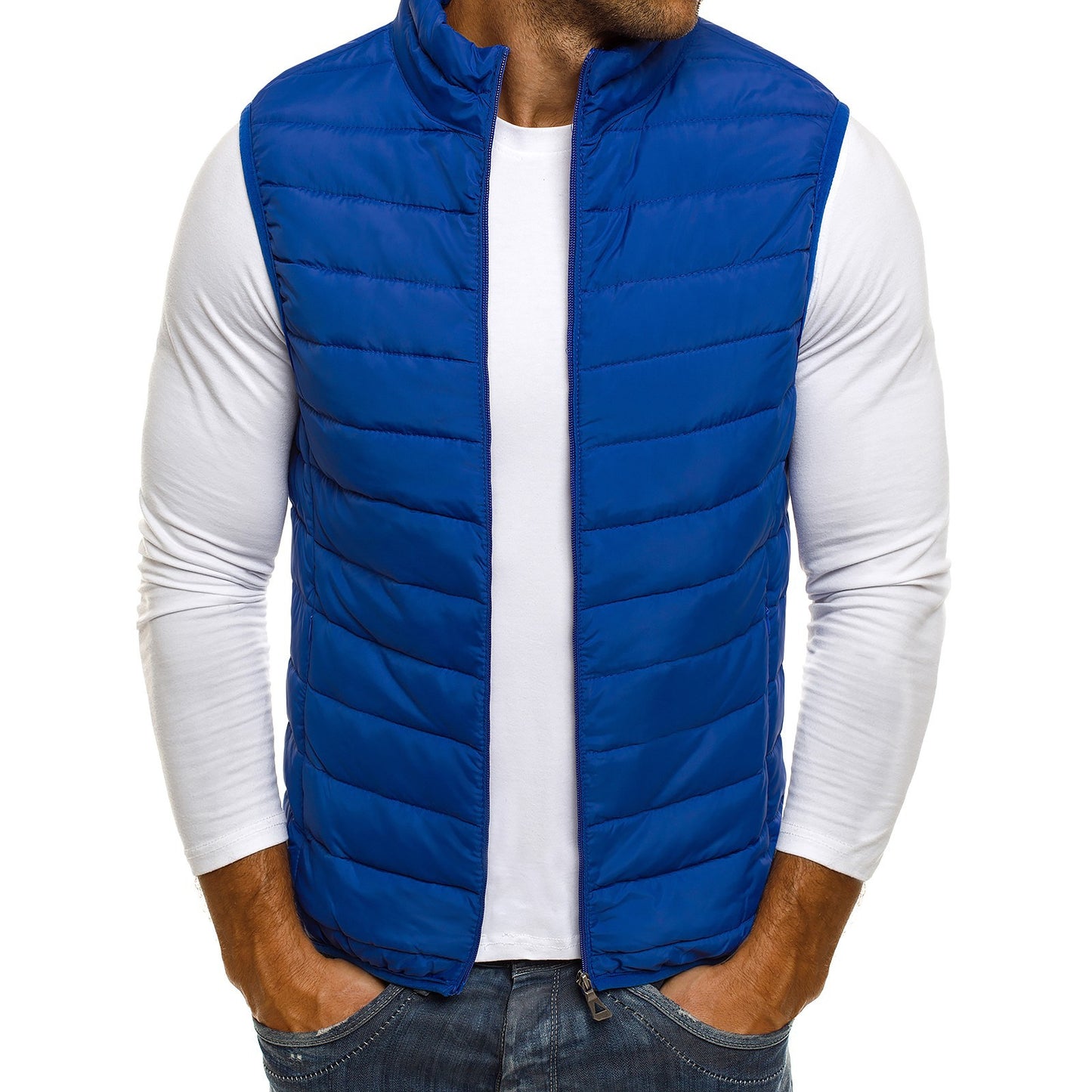 Color: Blue, Size: L - Men's Casual Fashion Simple Loose Cotton Vest Vest Men