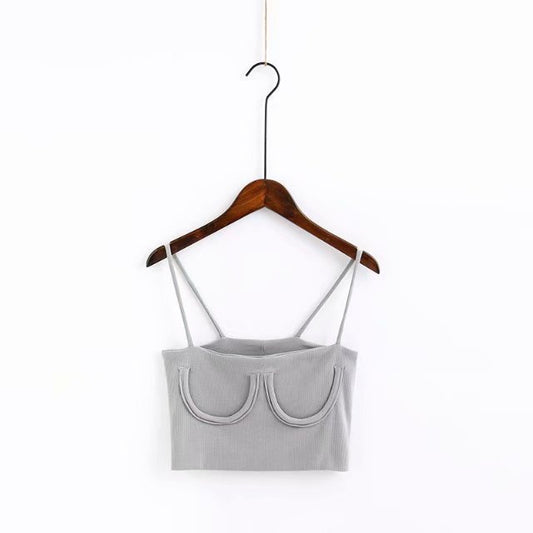 style: A, Color: Grey-One size, Size:  - Women's Fashion Simple And Versatile Crescent Camisole