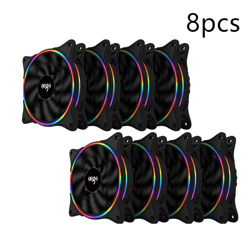 Color: Black , quantity: 8PCS - Patriot Rainbow V1 Desktop Host Computer Case Fan