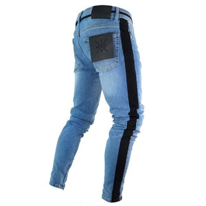 Small Feet Zipper Jeans Men's Ripped New Jeans