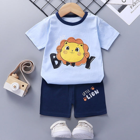 style: C, Child size: 90cm - Thin Section Girls Boys Short-sleeved Western-style Baby Half-sleeves