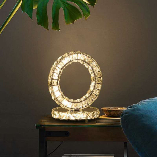 style: Round, Color: Warm light - Simple Modern Warm Bedside Nordic Crystal Table Lamp