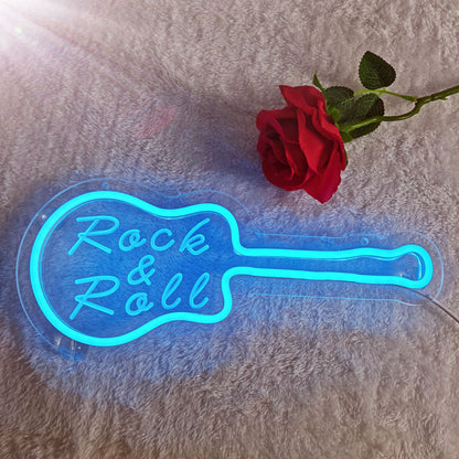 Color: Ice blue guitar - Amazon New Product Diamond Shaped Night Light Creative Birthday Gift Decoration Moon Neon Light