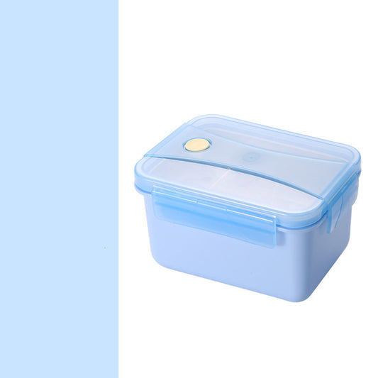 Color: Blue - Outdoor Camping Self-Heating Lunch Box 304 Stainless Steel Portable Partitioned Lunch Box Heating Package Insulation Lunch Box Unplugged