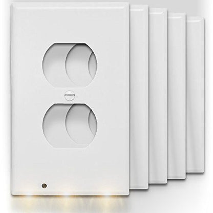 Color: Round - Durable Convenient Outlet Cover Duplex Wall Plate Led Night Light Cover