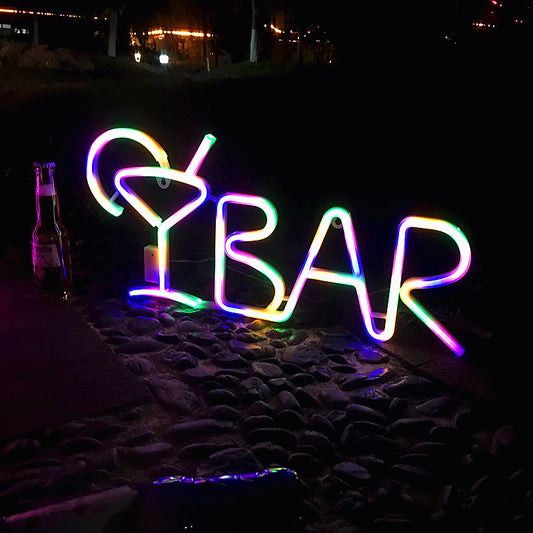 Color: Colorful, style: A - LED Neon Letter Shape BAR Family PARTY Bar Bedroom Room Decoration Light