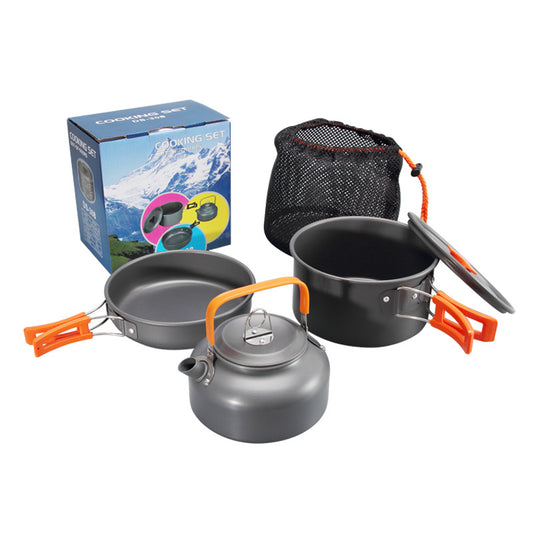 Outdoor Camping 2-3 Person Pot And Teapot Combo Hard Alumina Pot Portable Camping Pot Combo