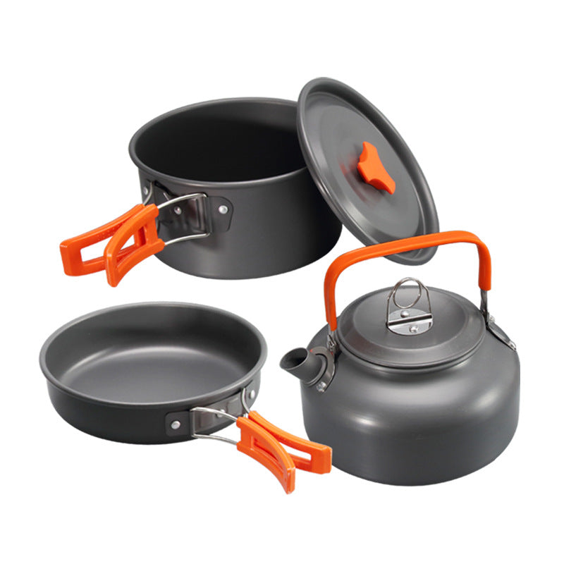 Outdoor Camping 2-3 Person Pot And Teapot Combo Hard Alumina Pot Portable Camping Pot Combo