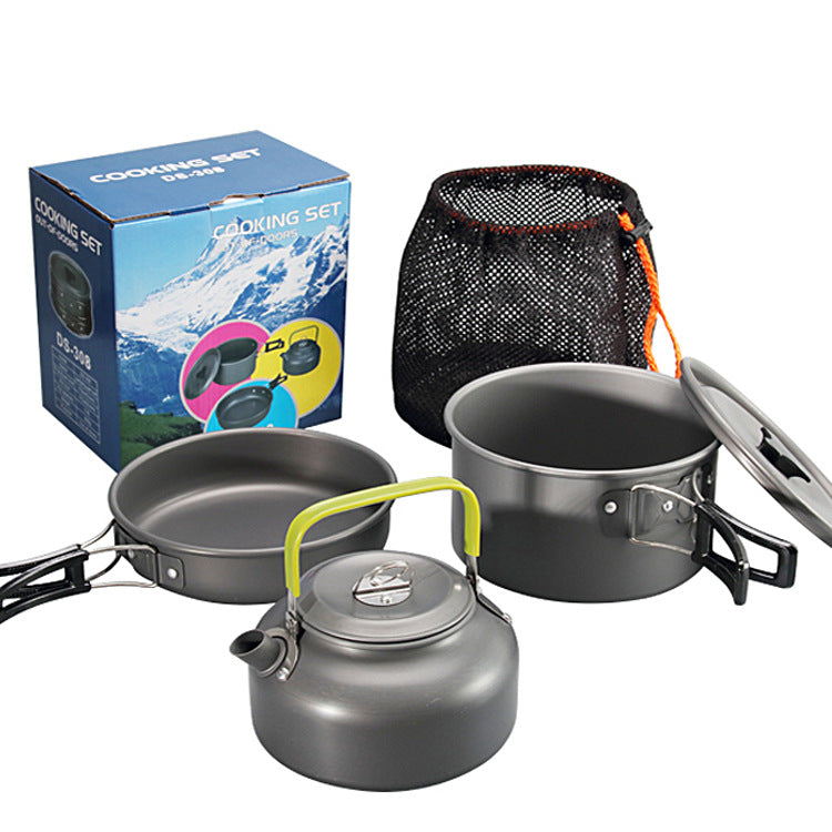 Outdoor Camping 2-3 Person Pot And Teapot Combo Hard Alumina Pot Portable Camping Pot Combo