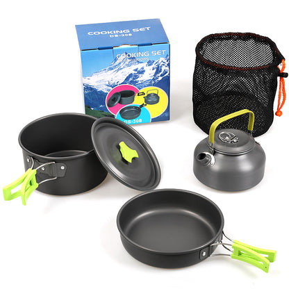 Outdoor Camping 2-3 Person Pot And Teapot Combo Hard Alumina Pot Portable Camping Pot Combo