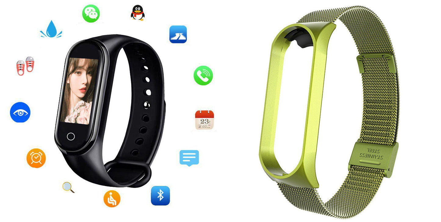 Color: Black and Green - M4s smart bracelet