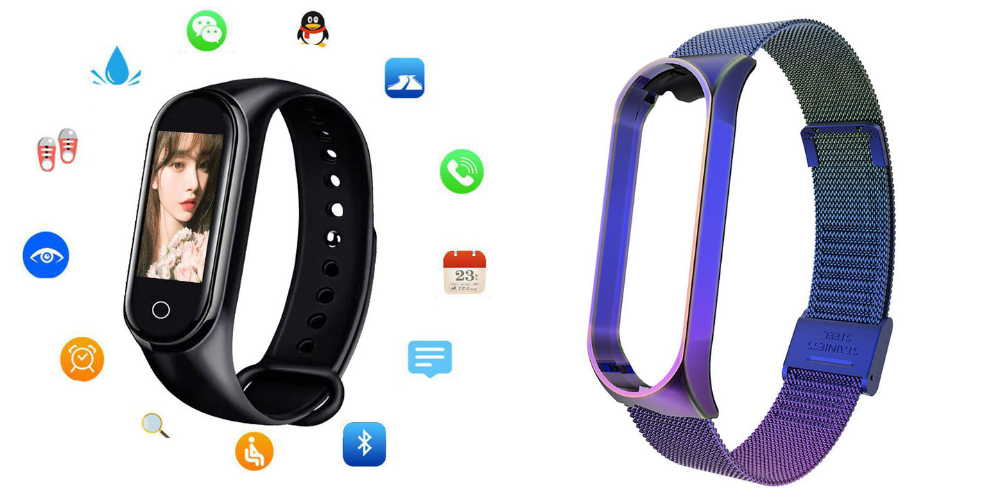 Color: Black and Navy Blue - M4s smart bracelet