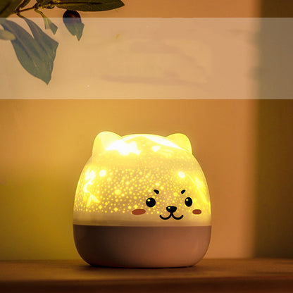 Color: Rechargeable, style: Greedy cat - Rotatable Star Projector Light Colorful Music LED Night Lights For Kids USB Charging Sing Project lamp