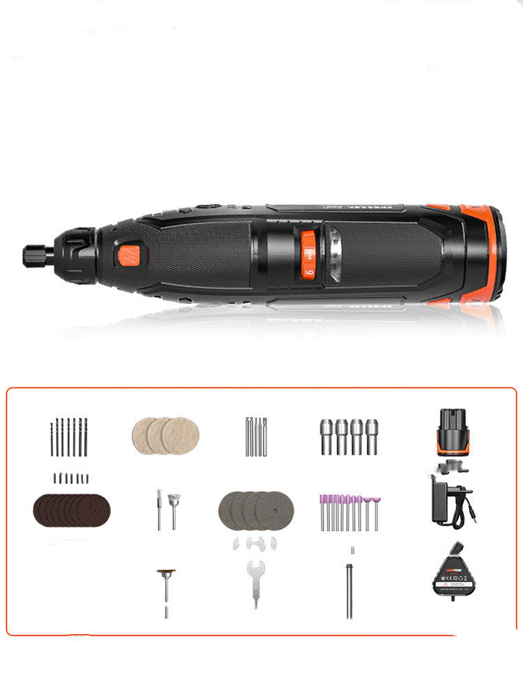 style: 1 battery 1 charge - Electric Grinder Small Hand-held Electric Woodworking Engraving Complete Set Of Rechargeable Lithium Battery Micro Grinder