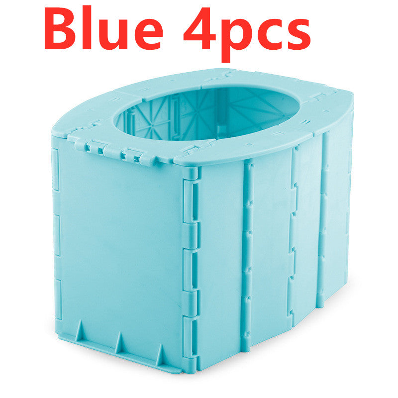 Color: Blue 4pcs - Portable Travel Folding Toilet Urinal Mobile Seat For Camping Hiking