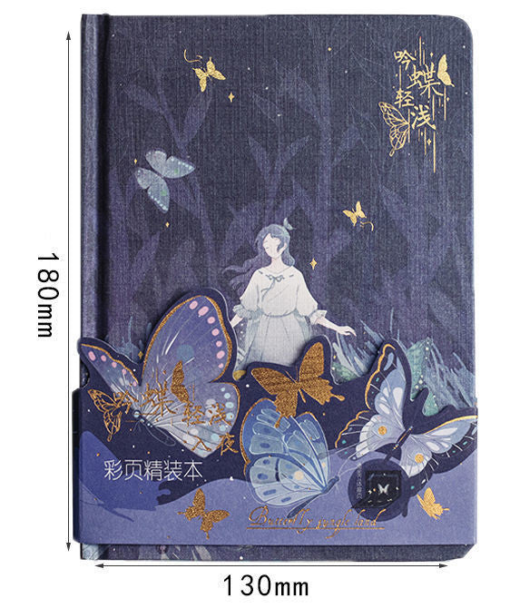 style: Into the night - Butterfly Series Color Page Notebook Student's Diary A5 Creative Beautiful Hardcover Notebook