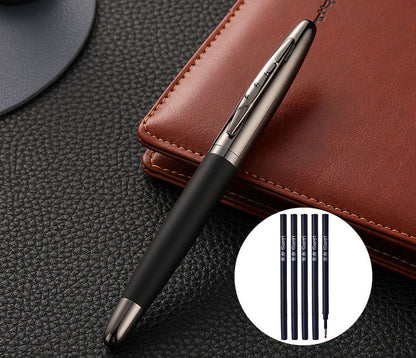 quantity: Single blue core - Heavy Hand Signature Pen Metal Jewel Pen Business Simple Anti Slip Custom Neutral Signature Lettering Pen