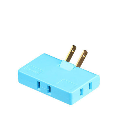 Color: Blue - US Plug Rotary Head Plug Converter Ultra-Thin Conversion Plug Wireless Portable One Turn Three