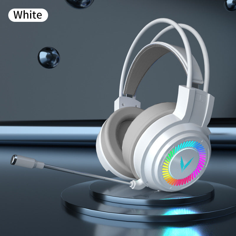 Color: White, style: ordinary - Computer Headphone Channel Eat Chicken Wired Headset Game Headset With Microphone