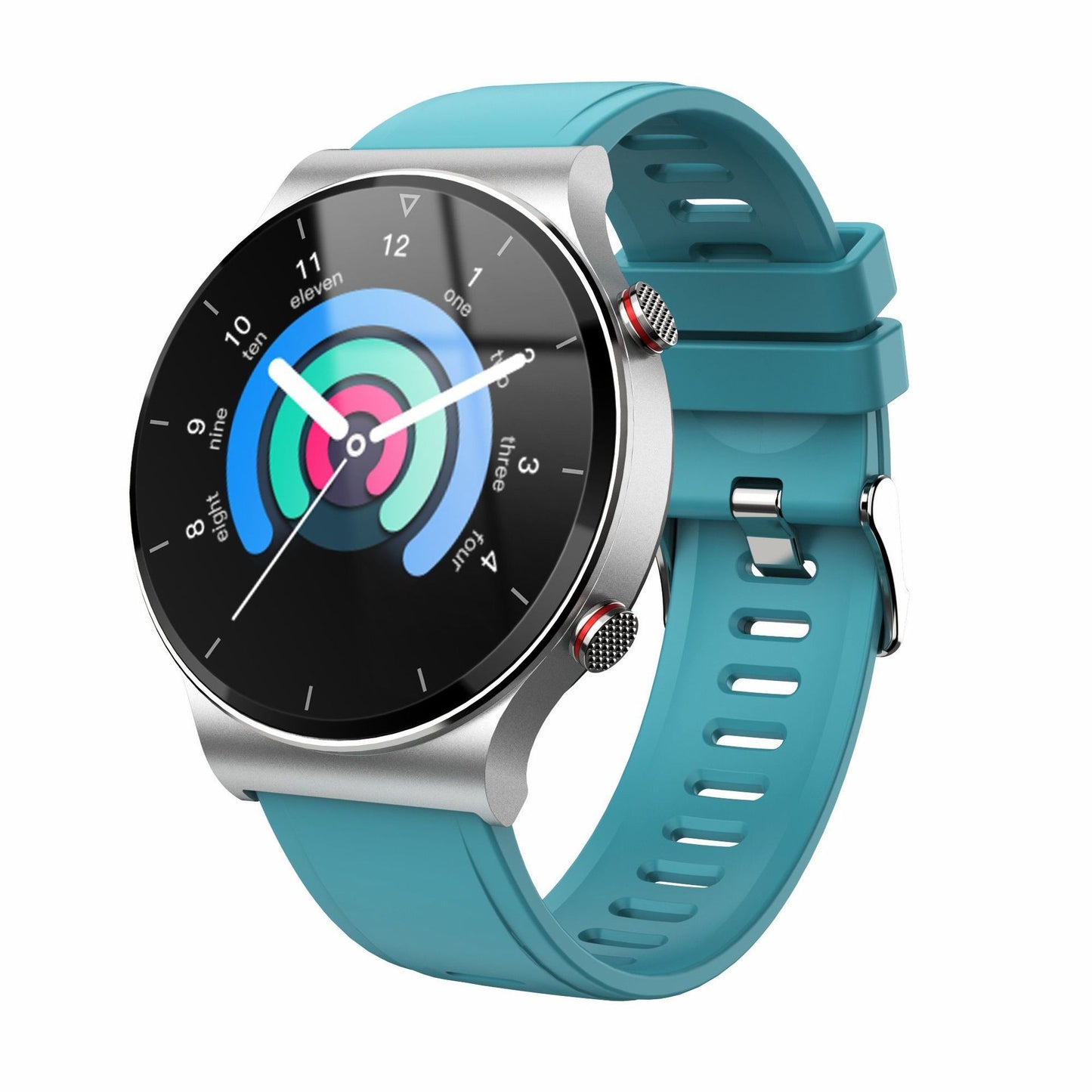 Color: Blue silicone with silver case - Smart Watch Male And Female Students Sports Multi-Function