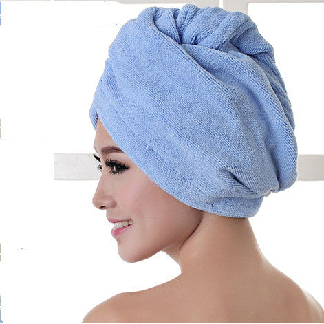 Color: Blue, Size: 60x25cm - Double-sided Coral Velvet Dry Hair Band