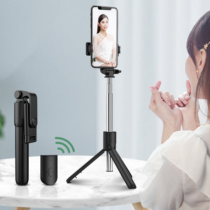 Color: Black, style: Normal - Compatible with Apple, Selfie Stick Mobile Phone Live Broadcast Bracket Integrated Universal Bluetooth Remote Control Tripod