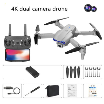 Color: Gray. Dual 4k cameras - Long Battery Life Of Dual-camera Quadcopter