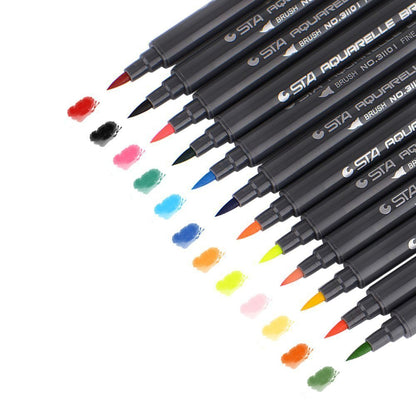 style: C - STA 80 Colors Set Water Based Ink Sketch Marker Pens Twin Tip Fine Brush Marker Pen For Graphic Drawing Manga Art Supplies