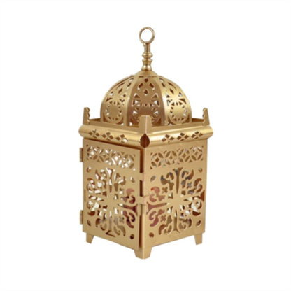 Color: Gold - Moroccan Style Metal Craft Candlestick Hanging Lantern Weddi