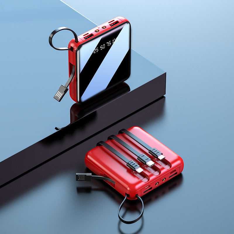 Color: Red, power: 3.7v-10000mA, style:  - Four-Line Digital Display Block Power Bank Compact And Portable To Go Out