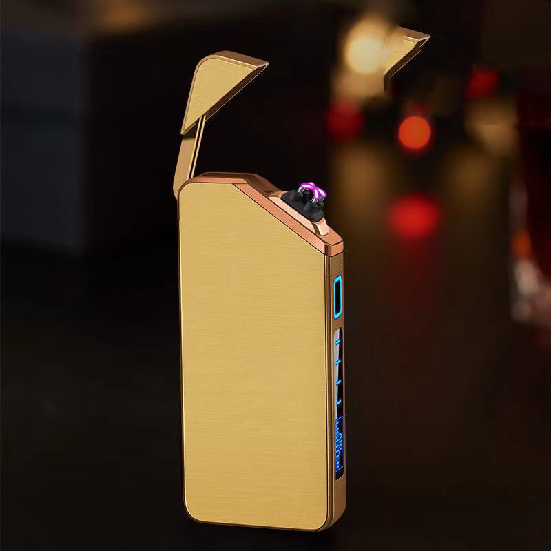 Color: Yellow, style: Paperback-USB, Electrical outlet:  - Black Usb Rechargeable Metal Lighter Personality Small Windproof Electronic Modern Minimalist Lighter