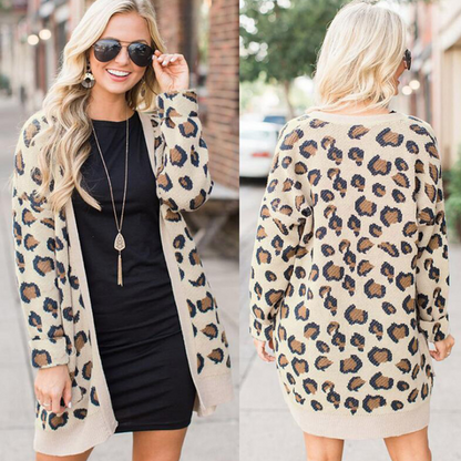 Color: Leopard, Size: XL - Camouflage cardigan