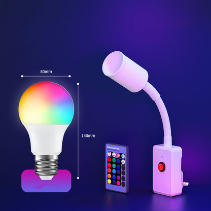 Color: Two plug version 15W bulb, power: 220V US - Photograph Led Bedroom Atmosphere Light Remote Control Color-Changing Vibrato Fill Light Selfie Purple Atmosphere Lighting Night Light