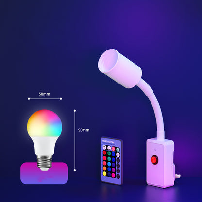 Color: Two plug version 3W bulb, power: 220V US - Photograph Led Bedroom Atmosphere Light Remote Control Color-Changing Vibrato Fill Light Selfie Purple Atmosphere Lighting Night Light