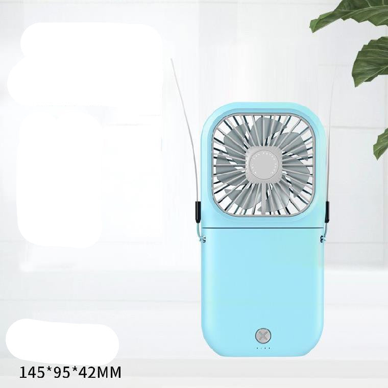 Color: Blue, style: Power bank electric fan - Mini Fan Student Cute Portable Camping