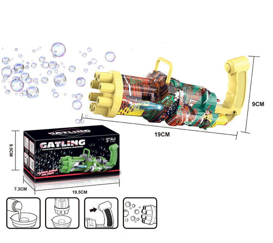 Color: Graffiti yellow, style: With bubble liquid - Semi-Automatic Children'S Electric Bubble Machine Toy