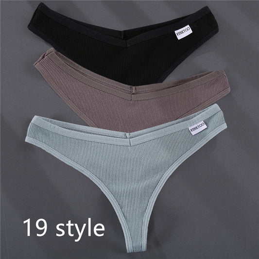 Color: 19.style, Size: XL - Ladies Thong Briefs Low Waist High Slit