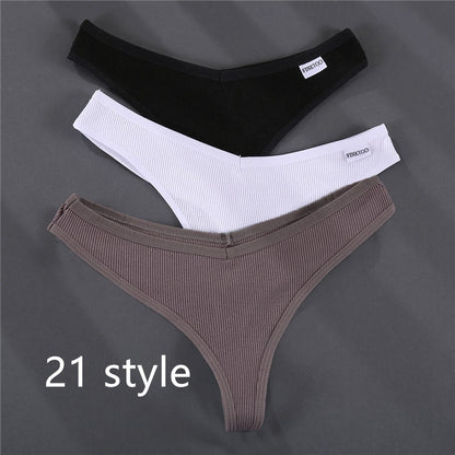 Color: 21.style, Size: L - Ladies Thong Briefs Low Waist High Slit