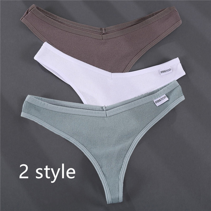 Color: 2.style, Size: L - Ladies Thong Briefs Low Waist High Slit