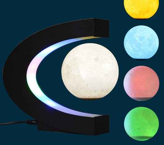 Color: Colorful, Size: 3.5inch-AU, power:  - Magnetic Levitation Moon Night Light Office And Home Creative Levitation Ornaments Gifts Can Be Customized One Piece Drop-Off