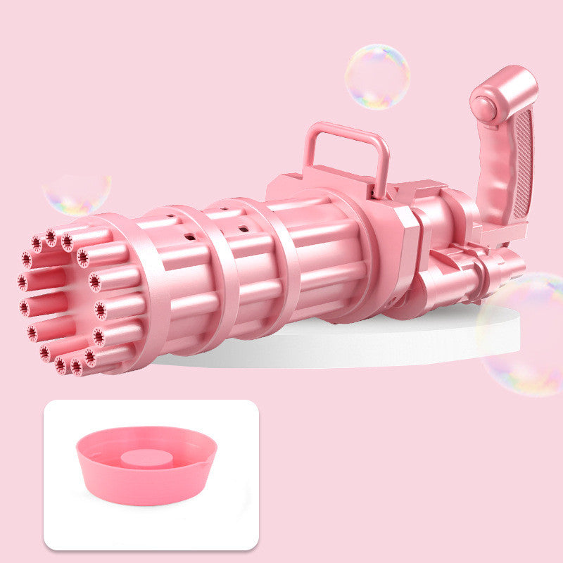 Color: Pink15 hole, style: With bubble liquid - Semi-Automatic Children'S Electric Bubble Machine Toy