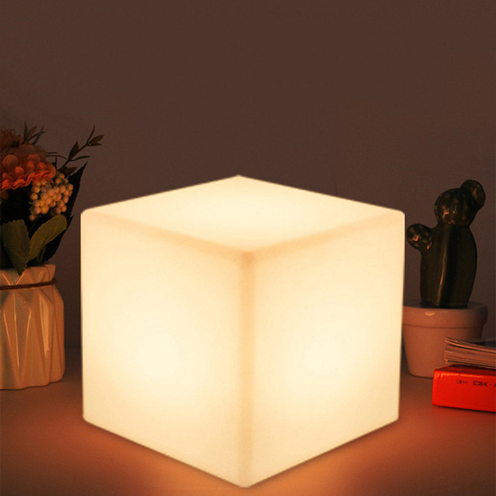 style: 20cm, power: Battery models - Cube Restaurant Atmosphere Table Lamp Luminous Square Decorative Table Lamp